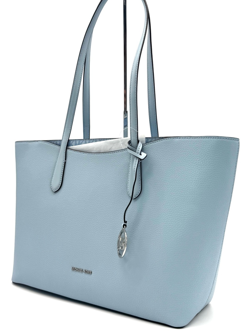 Michael Kors Arden Large Leather Tote Bag Pale Ocean Blue